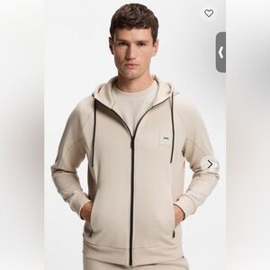 Boss Men's Cream Zip-Up hoodie